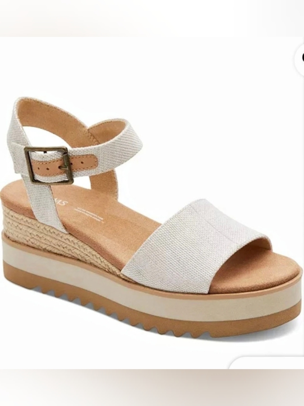 TOMS Diana Platform Wedge Sandal Sandals White & Brown